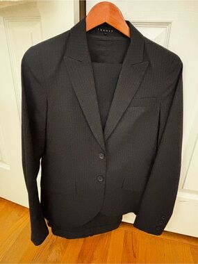 Theory size 10 black pinstripe suit